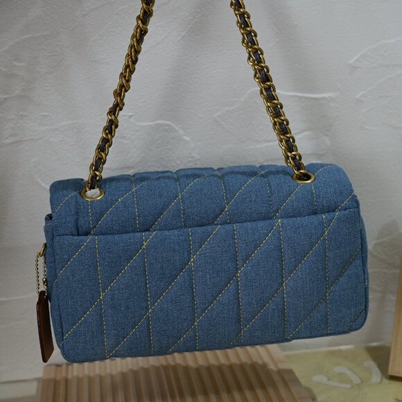 Coach Blue Quilted Bag with Gold Accents (Tabby 26) - Picture 8 of 9